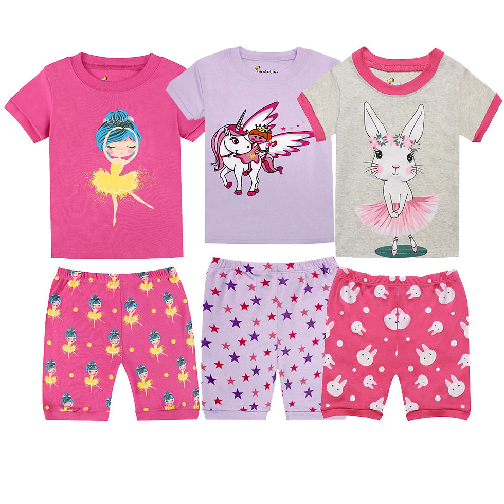 2pcs Toddler Girls Cotton Pajamas Outfit 2024 Cartoon Rabbit Unicorn Graphic O-N