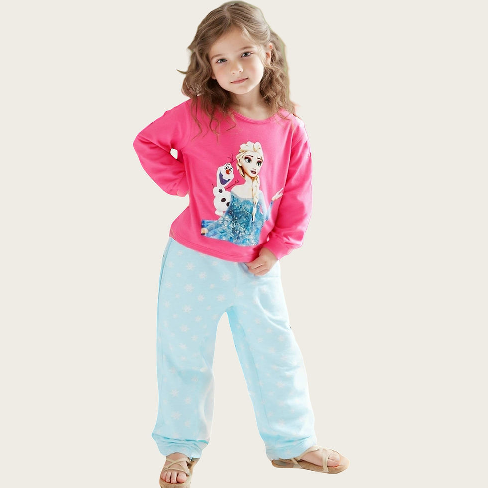 Children's Pajama Set Boys and Girls Cotton Full Print Elsa Cartoon Pajama 2ps C