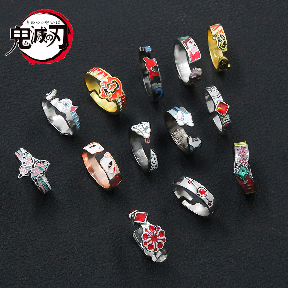 Demon Slayer Series Cosplay Ring Kimetsu No Yaiba Metal Enamel Open Adjustable F