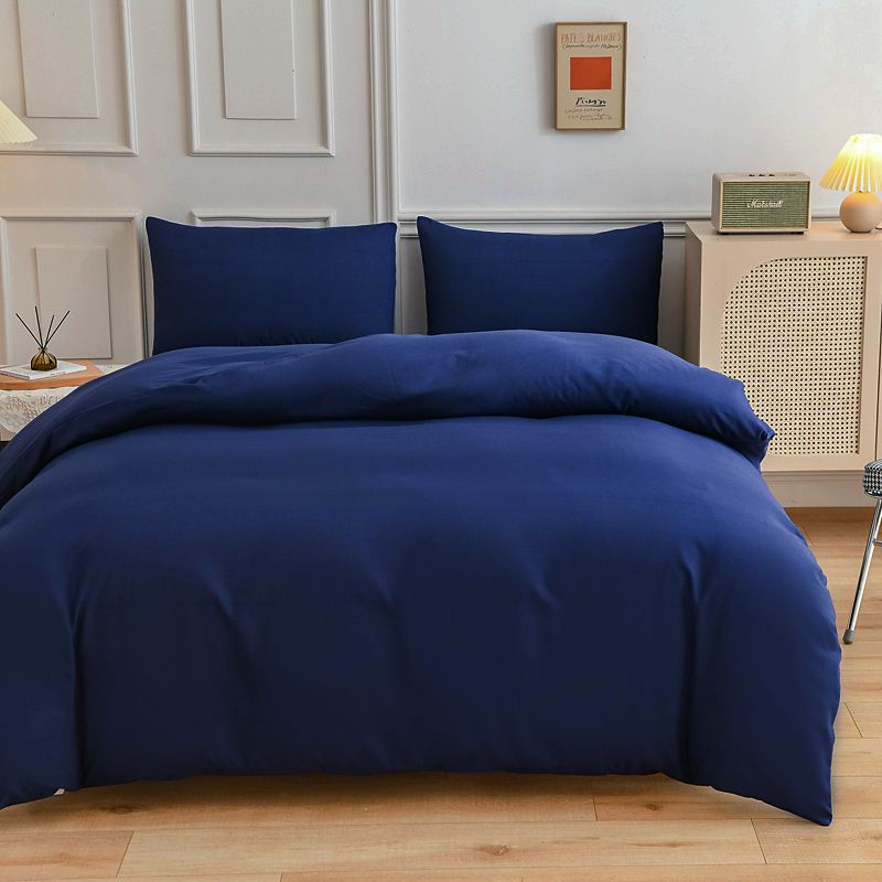 الصورة المصغرة: Solid Color Cotton Bedding Set with Duvet Cover Sheet and Pillowcases Euro Style