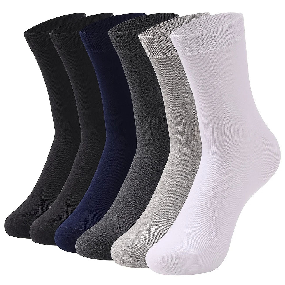 Thumbnail: 5 Pairs Men's Formal Color Block Socks, Comfortable Breathable Soft Quarter Sock