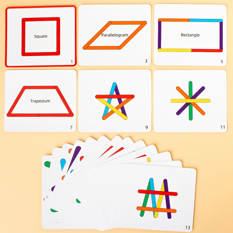 الصورة المصغرة: Wooden DIY Ice Cream Stick Puzzle Children's Rainbow Stick Thinking Puzzle Chall