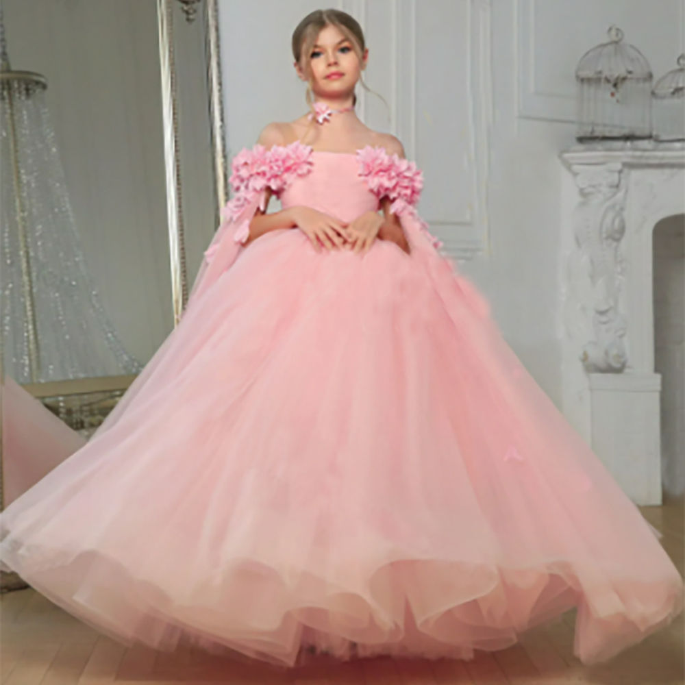 Flower Wedding Party Dress For Girls Kids Princess Tutu Dresses Girl Fashion Lac