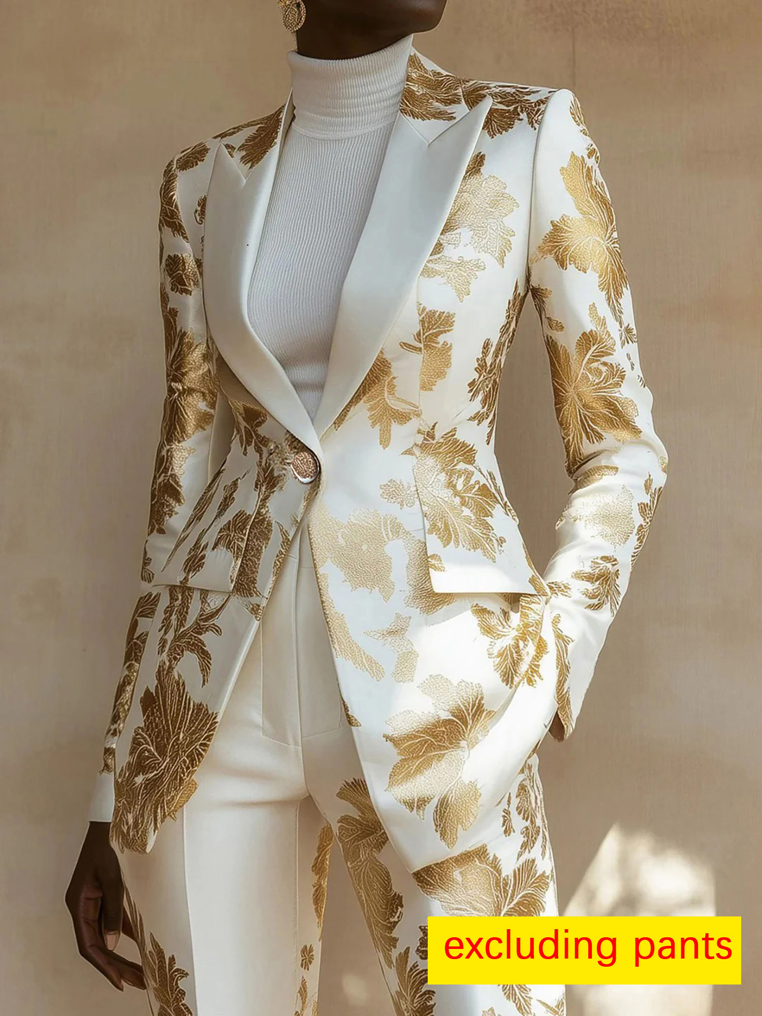 Elegant Fashion Casual Glamorous Long Blazer with Exquisite Print Design, No poc