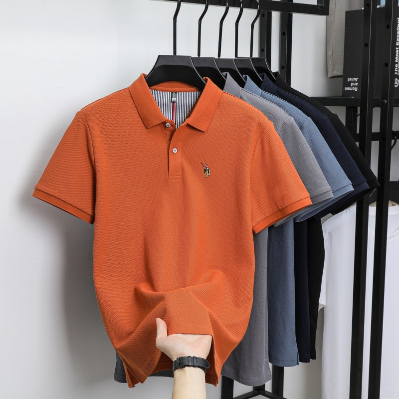 Thumbnail: 100% Cotton Breathable Short Sleeve T-shirt Men Luxury Brand Embroidery Loose Re