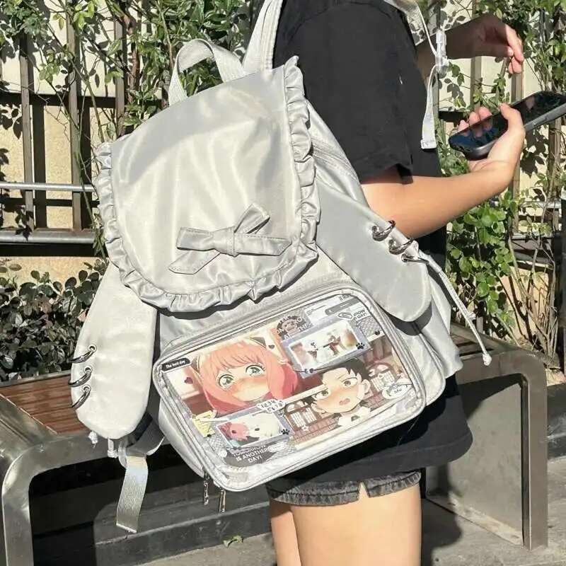 Y2k Bow Rabbit Ear Japanese Ita Backpack Lolita Girl's Transparent Bag Cute High