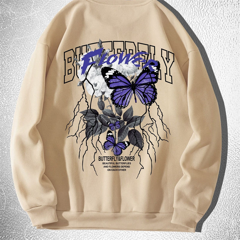الصورة المصغرة: Trend Butterfly Graphic Sweatshirts Fashion Spring Autumn Long Sleeve 3D Flower 