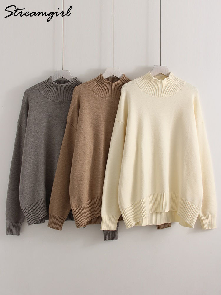 الصورة المصغرة: Basic Turtleneck Sweaters Women 2025 Trend Autumn Oversize Pullover Knitted Warm