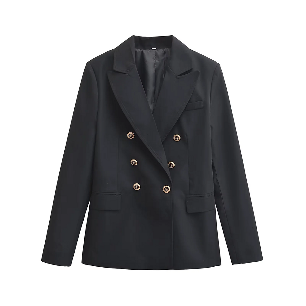 الصورة المصغرة: 2024 autumn new women's clothing solid color temperament double breasted slim fi