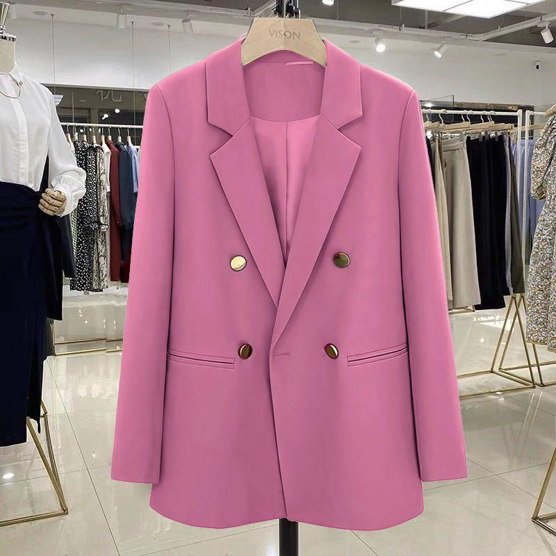 الصورة المصغرة: 2025 New Red Suit Coat Women's Korean Style Loose Double-breasted Blazers Office