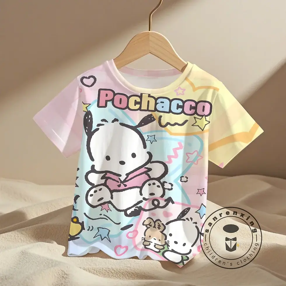Thumbnail: Pochacco Children T-Shirt Cartoons Kid Tee Shirts Anime Kawaii Tops Casual Cloth