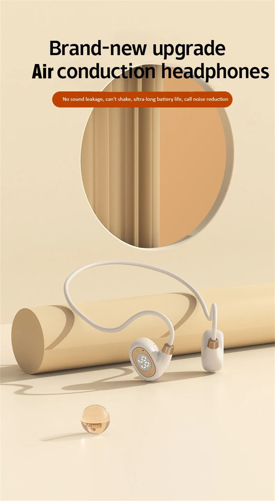 Thumbnail: Wireless Bluetooth Headphones Air Conduction Earphone Neckband Headset With Micr