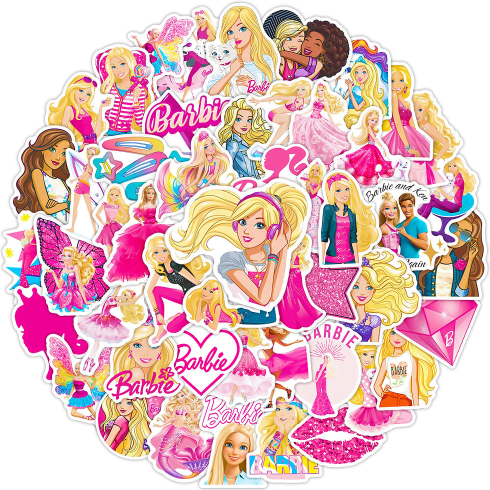 الصورة المصغرة: 50Pcs/Set Barbie Princess Stickers Decorate Laptop Luggage Handbags Toys Waterpr