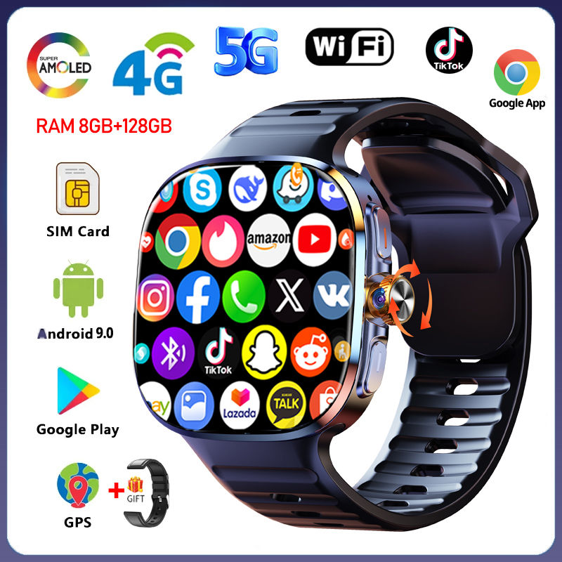 Thumbnail: 8GB+128GB RAM 5G/4G Android 9.0 Smart Watch 2.4 inch AMOLED 2100mah Battery 900W