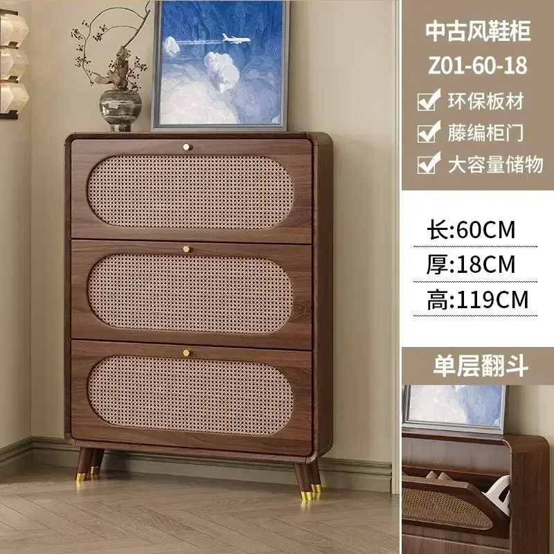 الصورة المصغرة: A Space Saving Shoe Rack Display Wooden Nordic Low Price Hallway Slim Shoe Cabin