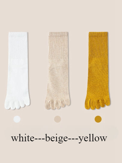 الصورة المصغرة: 3 Pairs Five Finger Socks Women Autumn Spring Middle Tube Sports Socks with Sepa