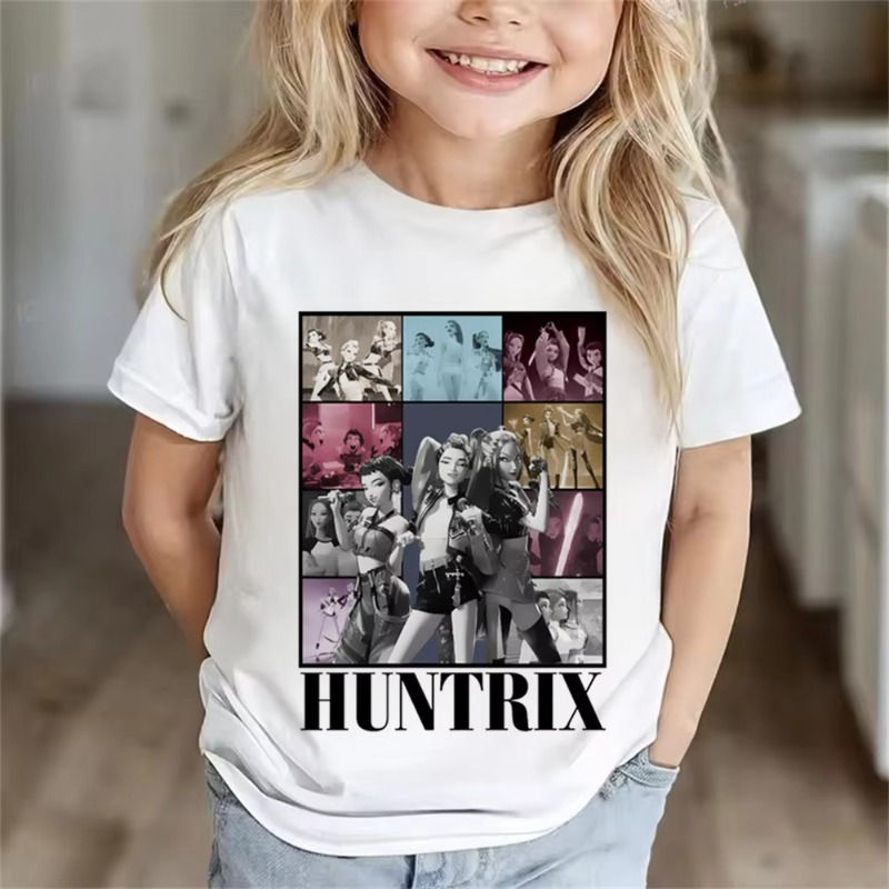 Summer Pure Cotton Children Clothes Girl Boy KPop Demon Hunters Soft Tops 2025