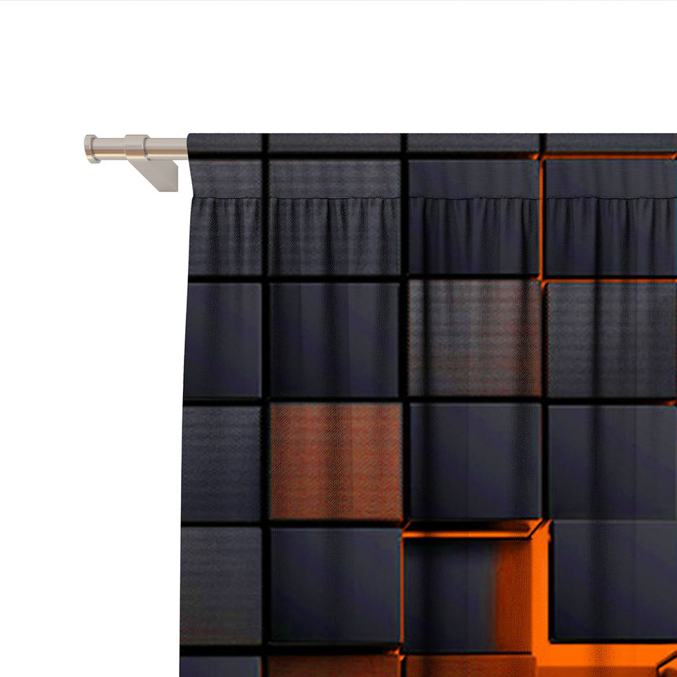 Thumbnail: 2PC Home Decoration Curtains With Mysterious Translucent Grid And Rod Pocket Cur