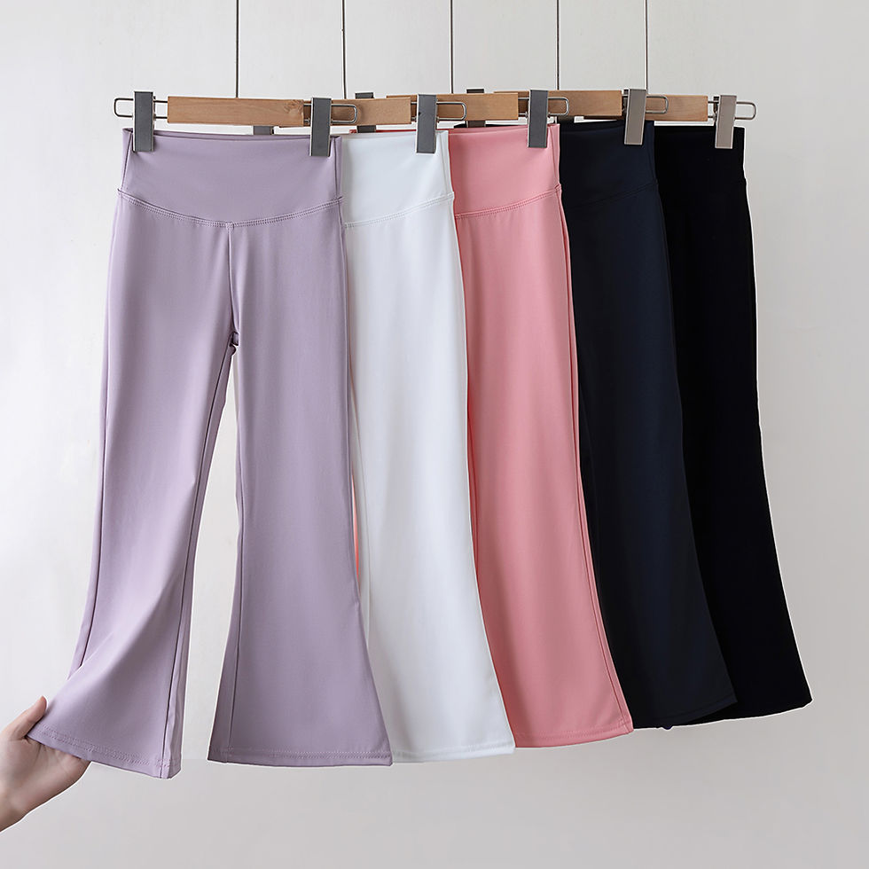 الصورة المصغرة: Girls Flared Pants High Waist Yoga Leggings Teenagers Stretch Elastic Waistband 