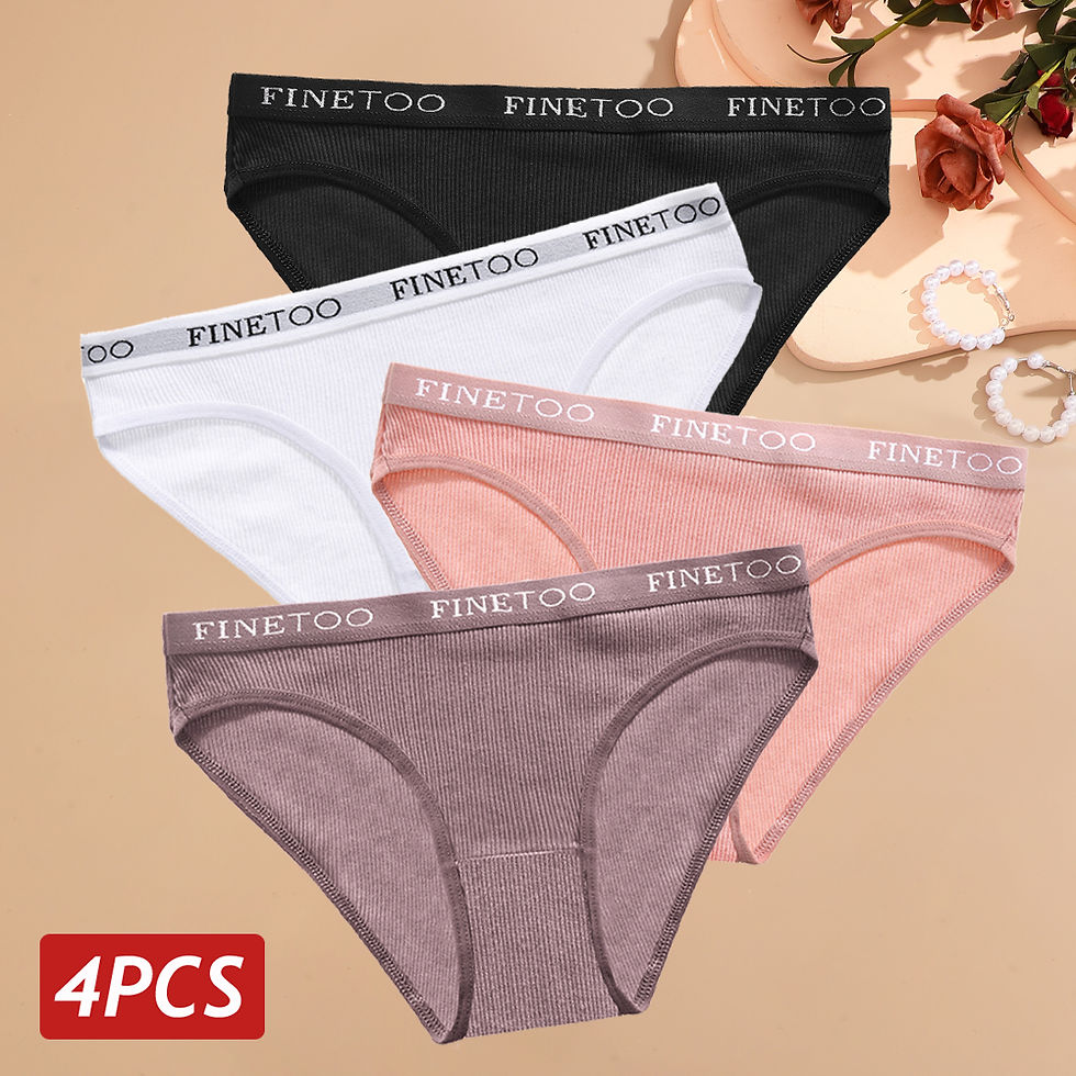 الصورة المصغرة: 4PCS/Set Women Cotton Panties High Elastic Letter Waist Briefs Female Underwear 