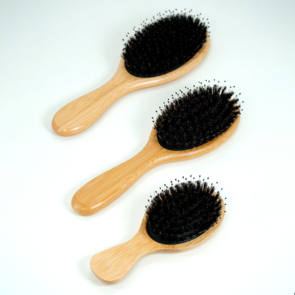 Natural Bamboo Comb Boar Bristle Hair Brush Portable Wooden Air Cushion Comb Sca
