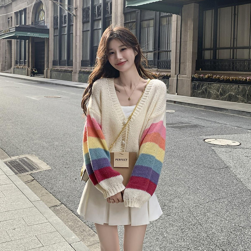 Thumbnail: Yellow Knitted Open Cardigan Spring Autumn Women's Loose ort Sle Sweet Design Tr