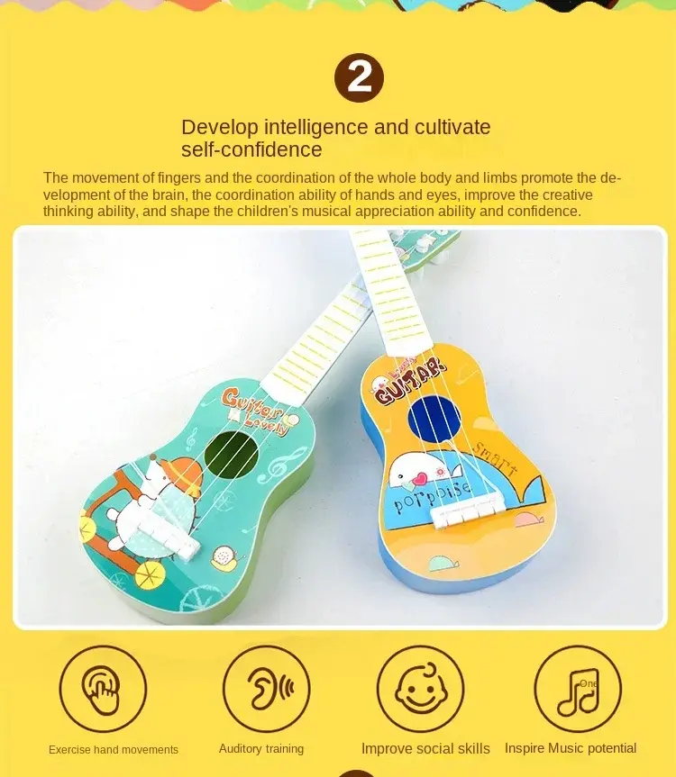 الصورة المصغرة: Kids Guitar Musical Instrument Ukulele Musical Montessori Toys for Children Lear