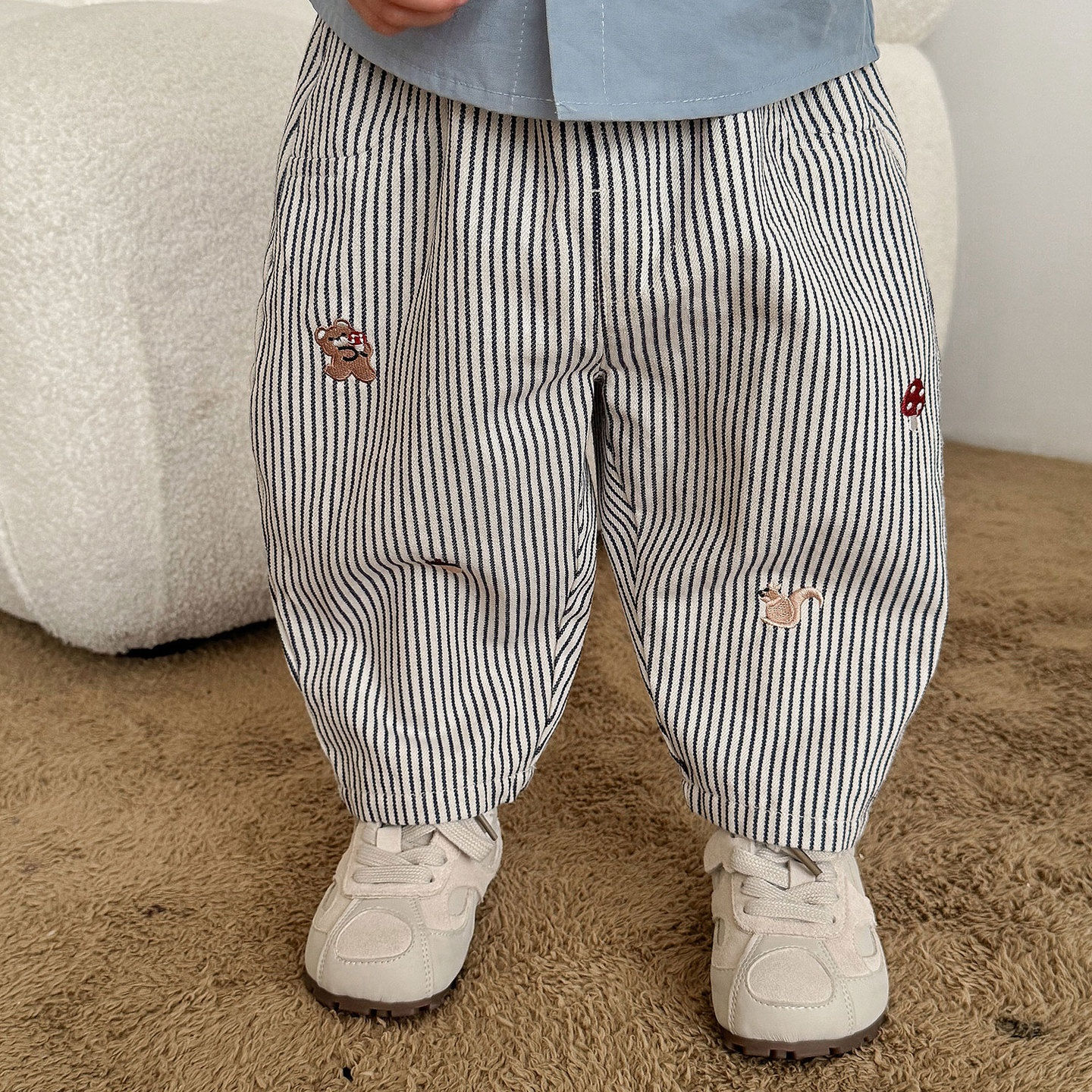 2025 Fall New Toddler Kids Pants Cotton Cartoon Embroidered Harem Pants Baby Boy