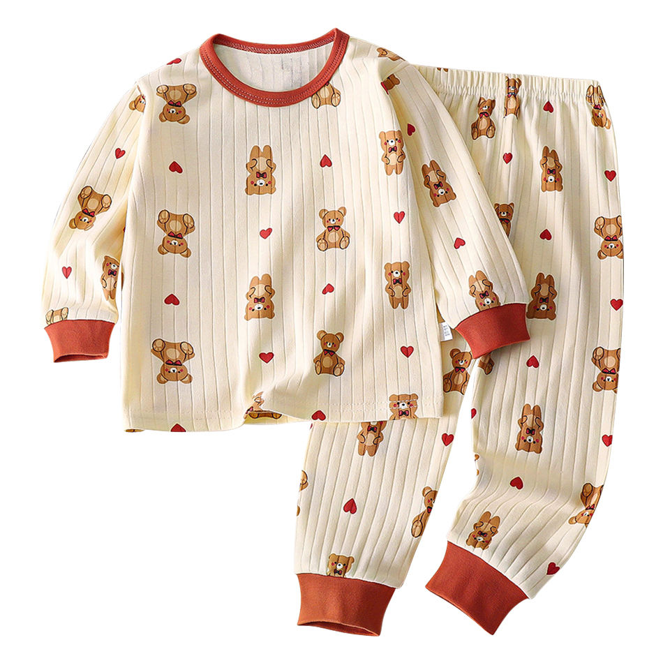 الصورة المصغرة: Kids Casual Autumn Long Sleeve Pajamas Set Boys and Girls Cartoon Print Home Wea