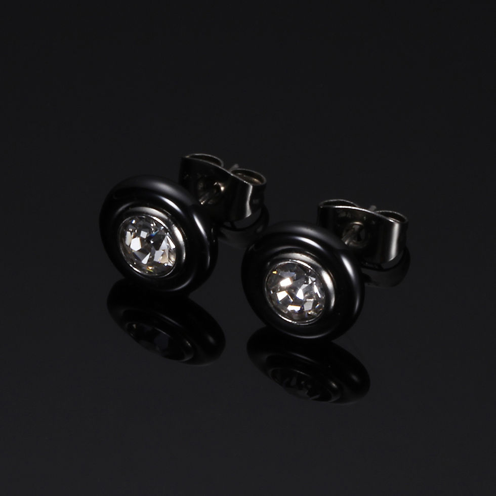 الصورة المصغرة: New Wedding Earring Jewelry Black White Ceramic Stud Earrings For Women girl Kid