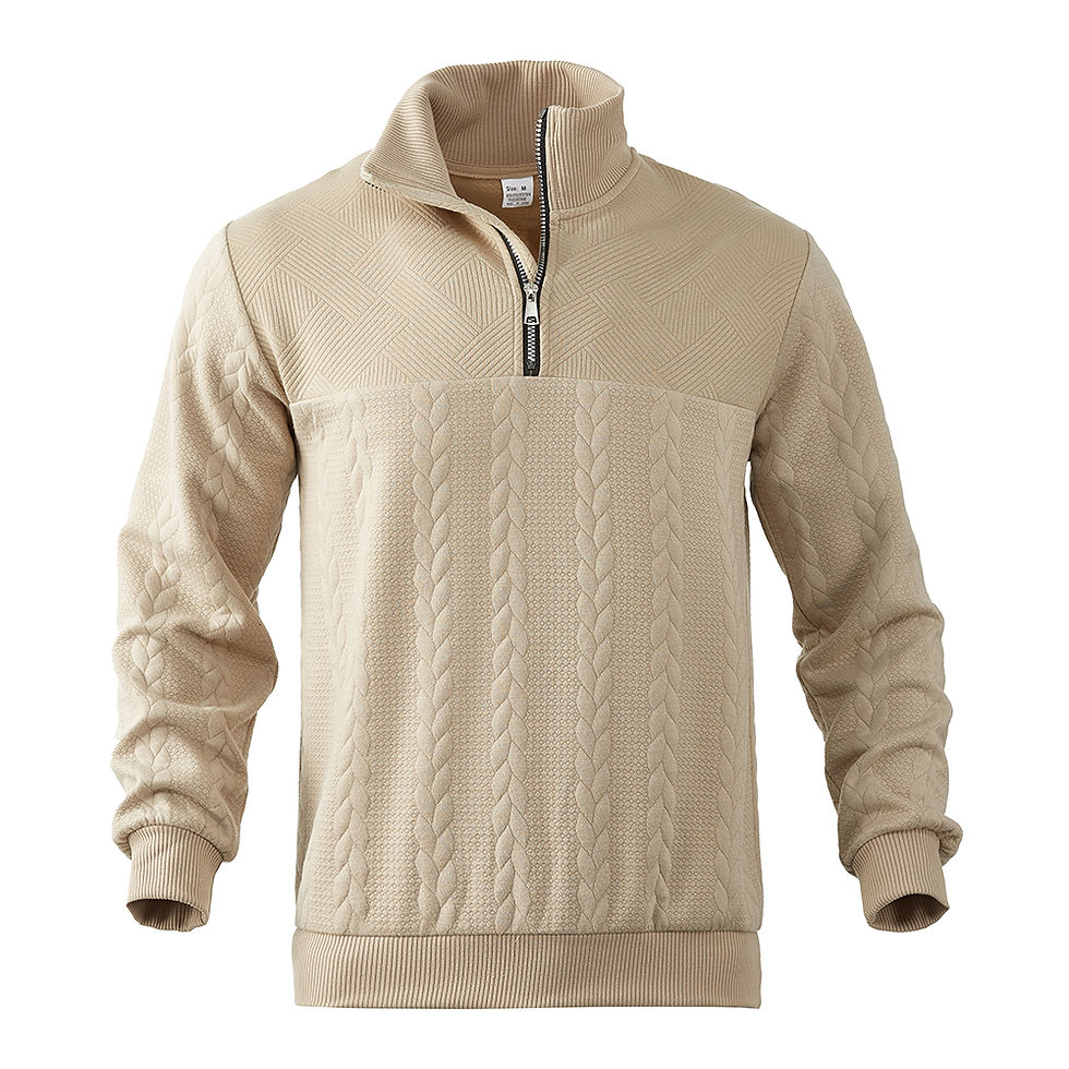الصورة المصغرة: 2025 Men's casual Henry collar sweater long sleeve knitted stand collar top zipp