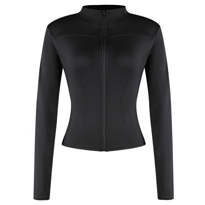 Women Zipper Jacket Long Sleeve Solid Sports Coat Slim Outdoor Activities Runnin
