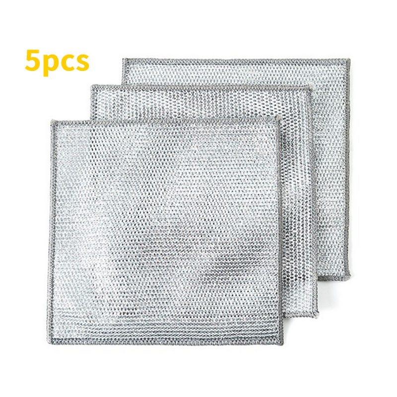 Thumbnail: 5-20PCS Magic Cleaning Cloth Thickened Double -sided Metal Steel Wire Rags Kitch