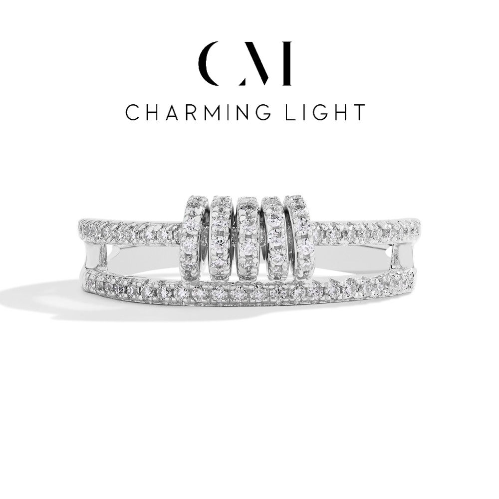 CHARMING Customize Full Moissanite Ring Brilliant Lab Diamond 925 Sterling Slive