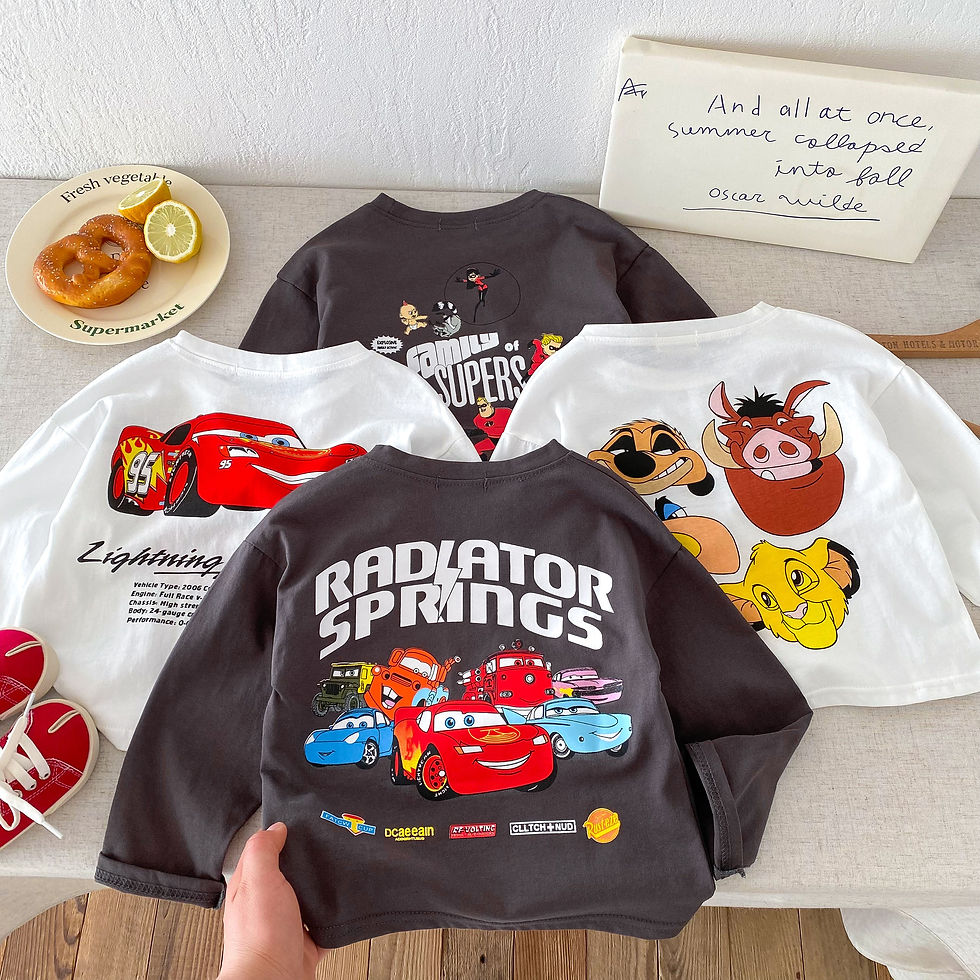 Thumbnail: Fashion New Cartoon Car Boys Long Sleeved T-shirts Tops Crewneck Printed Loose C