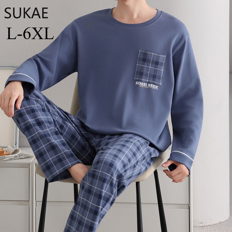 SUKAE Smart Casual Boys Big Pajamas Set Autumn Winter New Cotton Nightwear for B