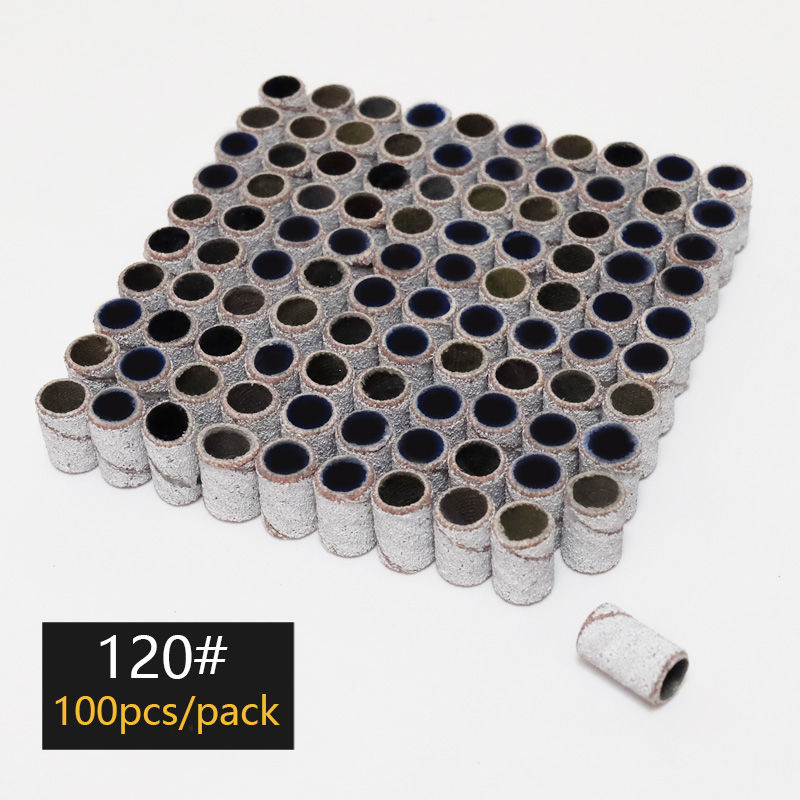 الصورة المصغرة: 100/50/25pcs Nail Sanding Ring Bands Electric Manicure Nail Drill Bits 80/120/18