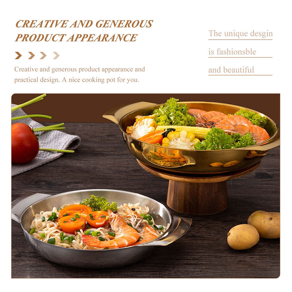 الصورة المصغرة: Creative Stainless Steel Cooking Double Handle Heat Resistant Kitchen Cookware M