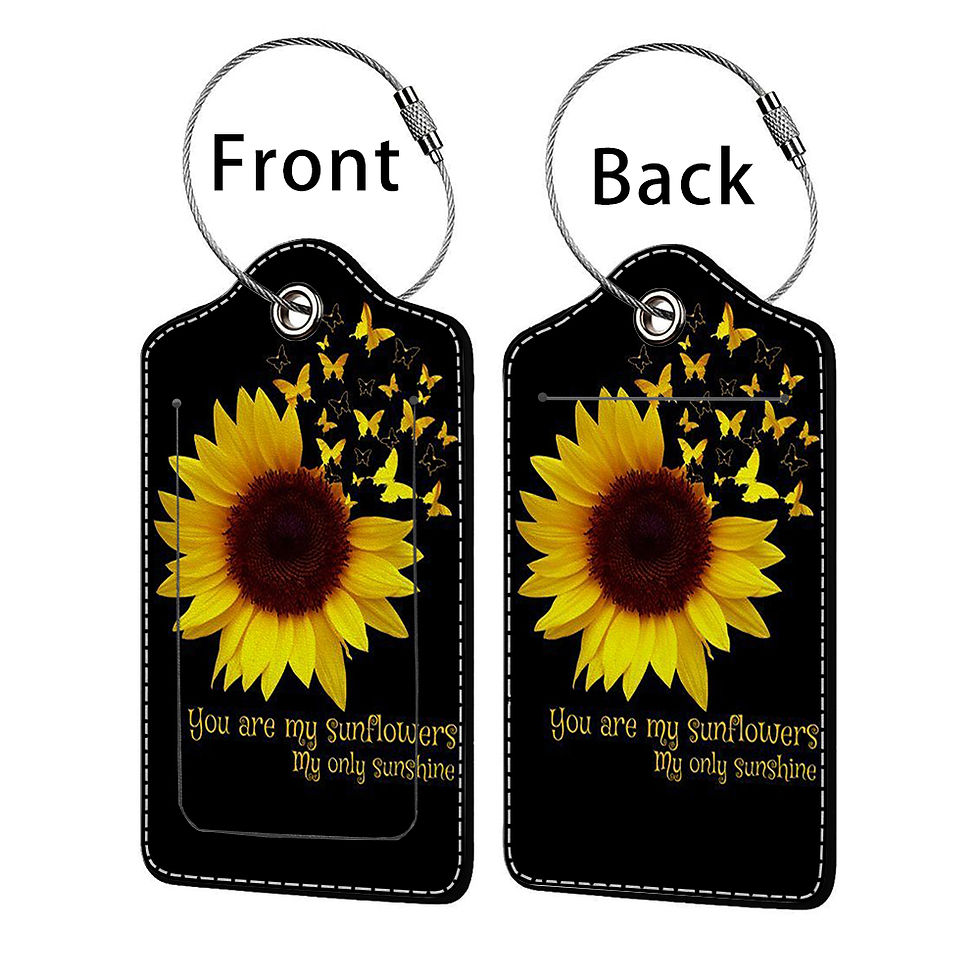 الصورة المصغرة: Beautiful sunflower Stamped Leather Business Luggage Tag Suitcase Address Label 