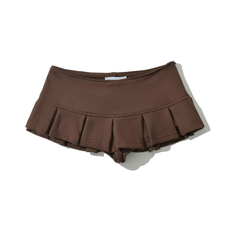 YENKYE Y2K Girls Sexy Low Waist Pleated Mini Skirt Women Side Zipper Summer Shor