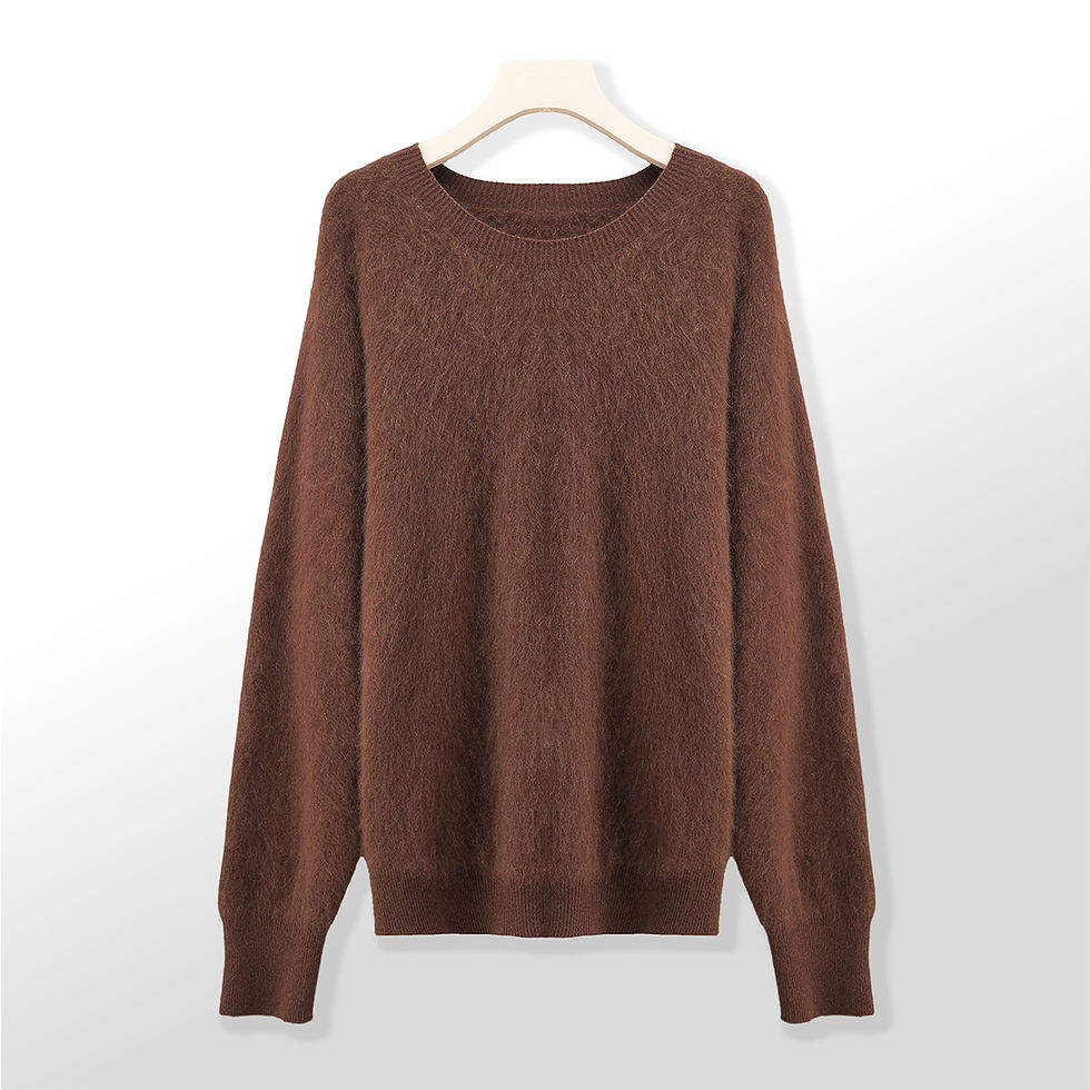 Thumbnail: Women 100% Plush Wool Crew Neck Sweaters O-neck Basic Pullovers Long Fluff Brush