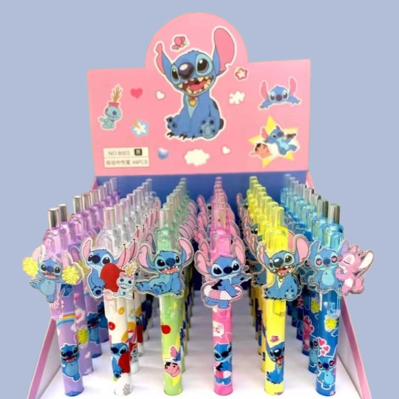 الصورة المصغرة: Disney Stitch Gel Pen 48Pcs Black 0.5mm Cartoon Kawaii Paster  New Cute Styling 