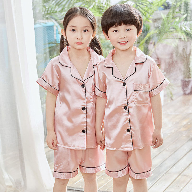 Boy Girl Satin Silk Pajamas Short Sets for Kids Toddler 3 4 5 6 7 8 9 10 11 12 1