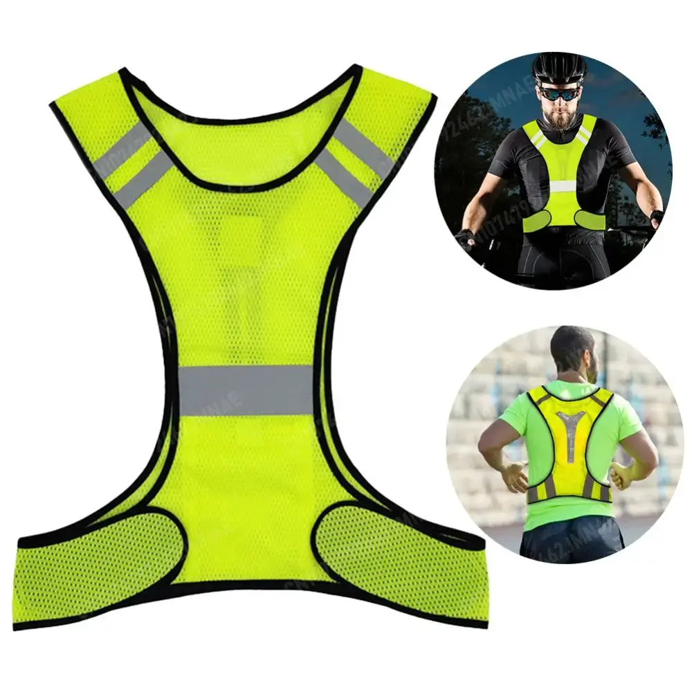 High Visibility Running Vest Breathable Night Work Safety Vest Lightweight Adjus