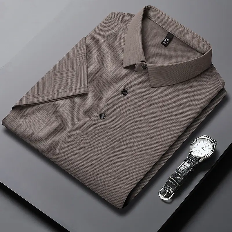 الصورة المصغرة: 2025 Men's New Printed  Business Casual Short sleeved POLO Shirt Fashion  Comfor
