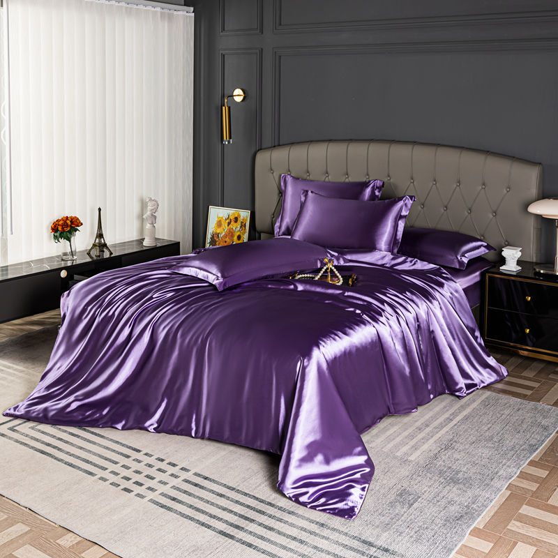 Thumbnail: High Quality Bedding Set Skin Friendly Satin Quilt Cover Single Double Full Quee