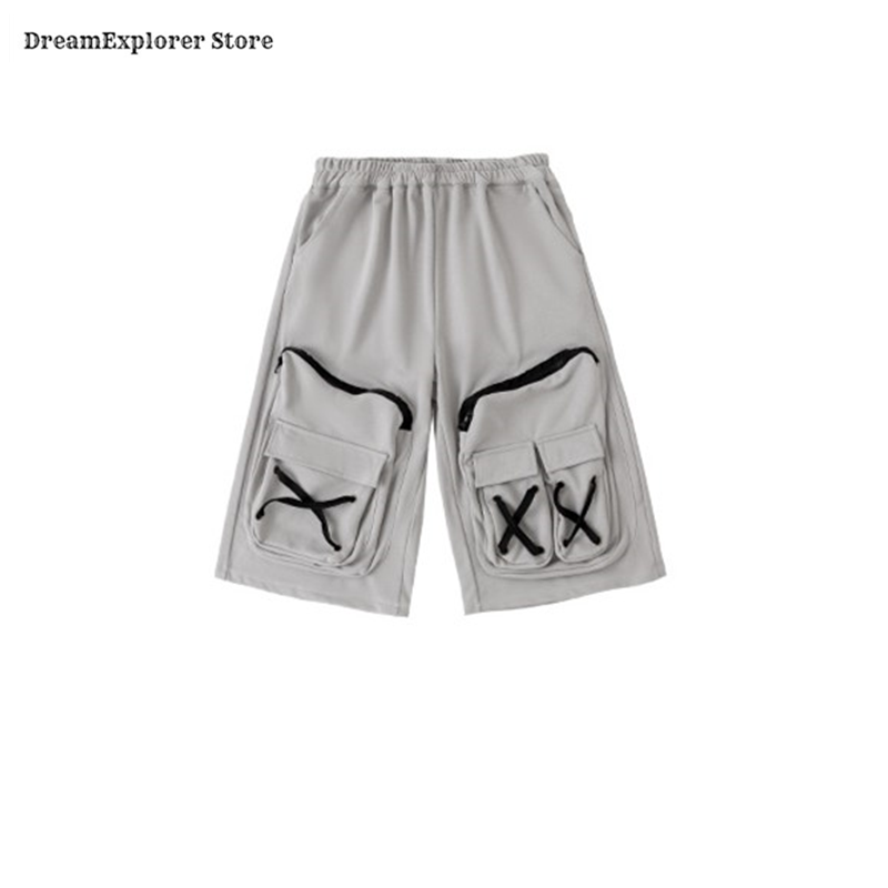 الصورة المصغرة: Boys Hip Hop Faux Two-Piece T-Shirt Street Dance Loose Pants Cargo Shorts Girls 