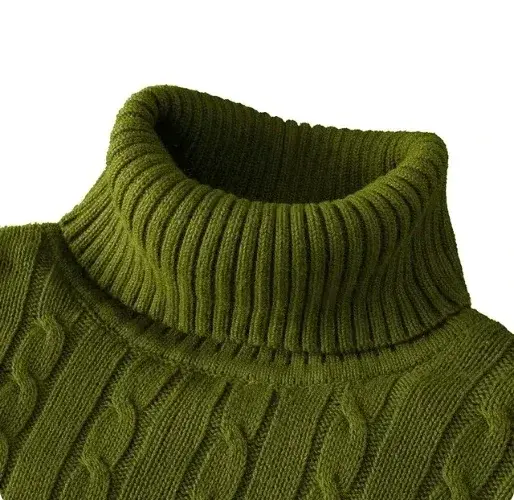 الصورة المصغرة: Men's High Neck Sweater Solid Color Pullover Knitted Warm Casual Turtleneck   Me