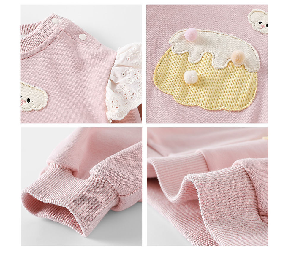 الصورة المصغرة: Toddler Girl Cotton Outfit 0-5Y Kids Girls Cupcake Applique Sweatshirt Children 