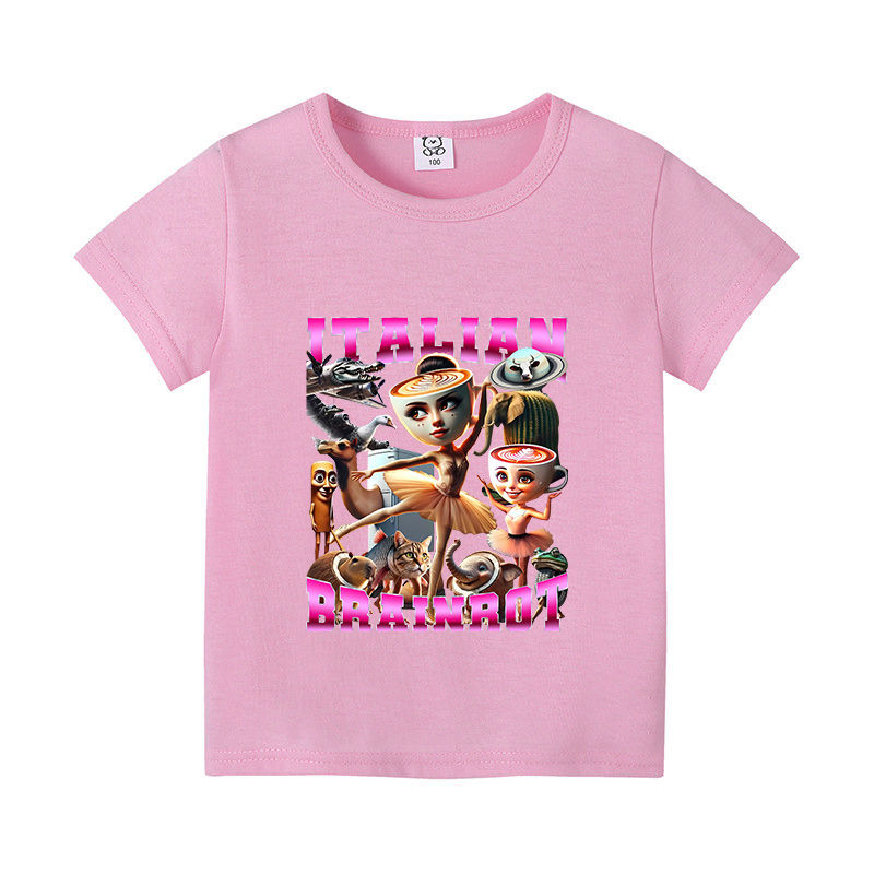 الصورة المصغرة: Italian Brainrot Themed Boys Girl T-shirt Popular Meme Animal Children Clothing 